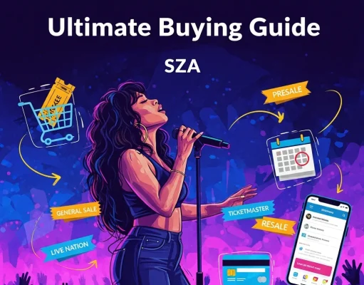 SZA Tickets Concert: The Ultimate Buying Guide Modern concert guide infographic illustrating SZA tickets and the ultimate buying guide, featuring official ticket platforms, price tiers, presale access, seating selection, verified purchase steps, fraud prevention tips, and venue experience visuals in a clean stylish music event design.